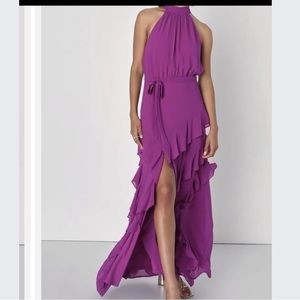 Purple LuLus Asymmetrical Ruffle Dress